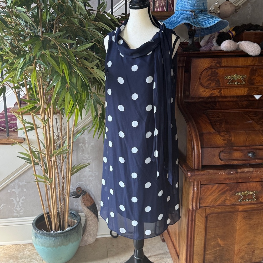 SLNY ladies crêpe sleeveless sheer dress excellent condition size 12 - Picture 7 of 8